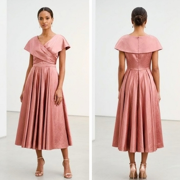 Ivy City Co Dresses & Skirts - Ivy City Co Rose Satin Fit-and-Flare Midi Formal Dress